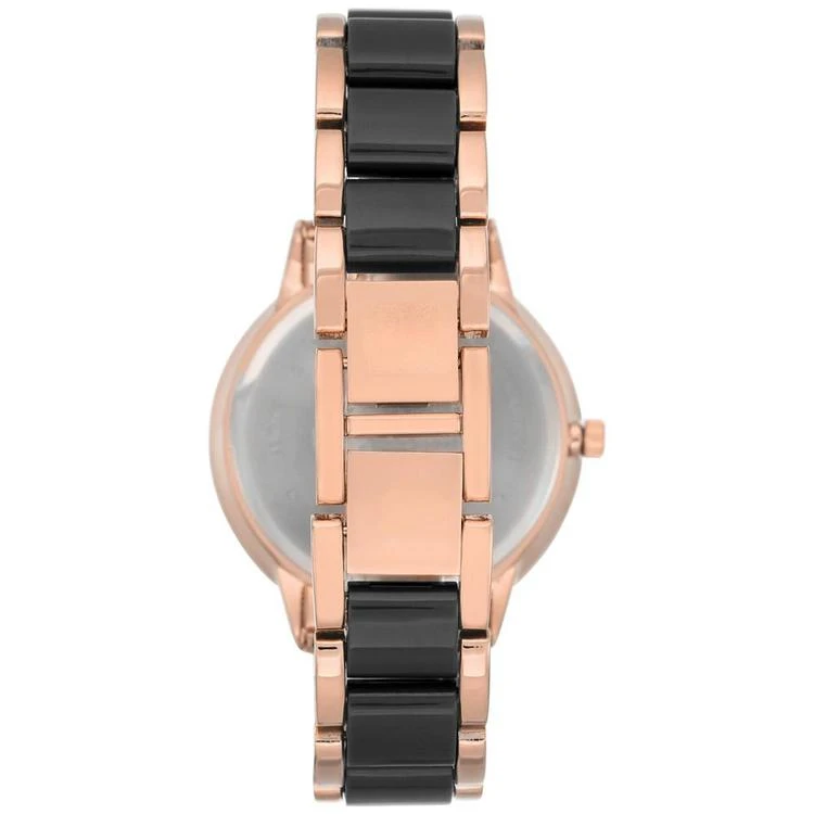 商品Anne Klein|Women's Rose Gold-Tone and Black Bracelet Watch 37mm,价格¥365,第3张图片详细描述