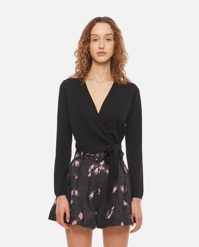 商品Zimmermann|RHYTHMIC MERINO WOOL WRAP TOP,价格¥3522,第1张图片