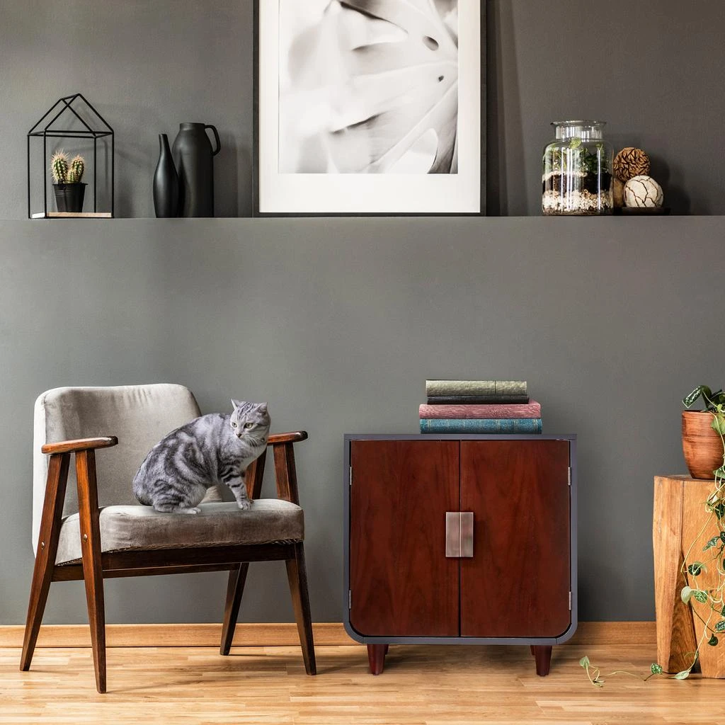 商品Teamson Pets|Dyad Wooden Cat Litter Tray Box Washroom Puppy Toilet Mocha Walnut,价格¥1181,第2张图片详细描述