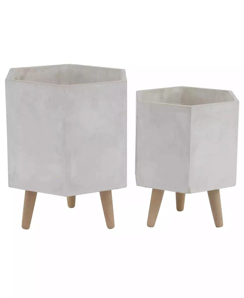 商品CosmoLiving|by Cosmopolitan Set of 2 White Polystone Contemporary Planter, 15", 17",价格¥846,第1张图片