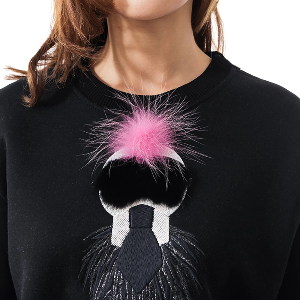 FENDI 女士黑色棉质圆领卫衣 FS6641-6B8-F0GME 商品