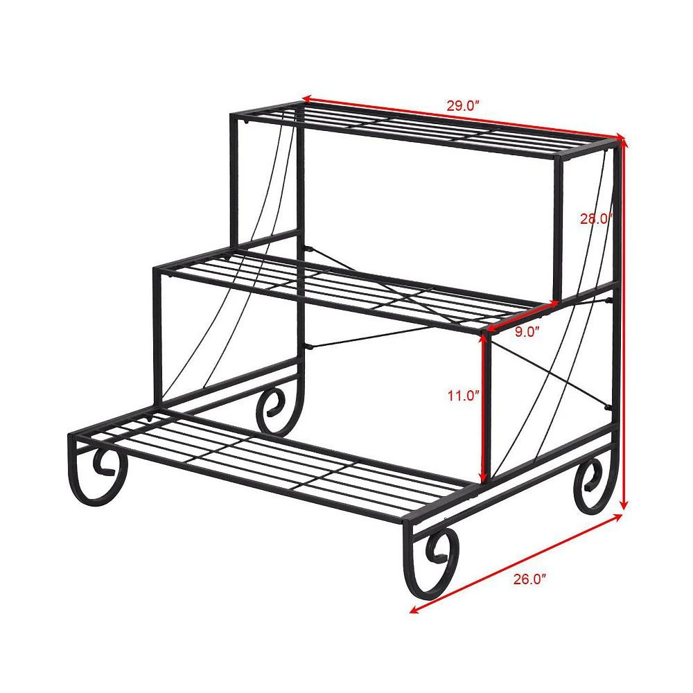 商品Costway|3 Tier Outdoor Metal Plant Stand Flower Planter Garden Display,价格¥348,第2张图片详细描述