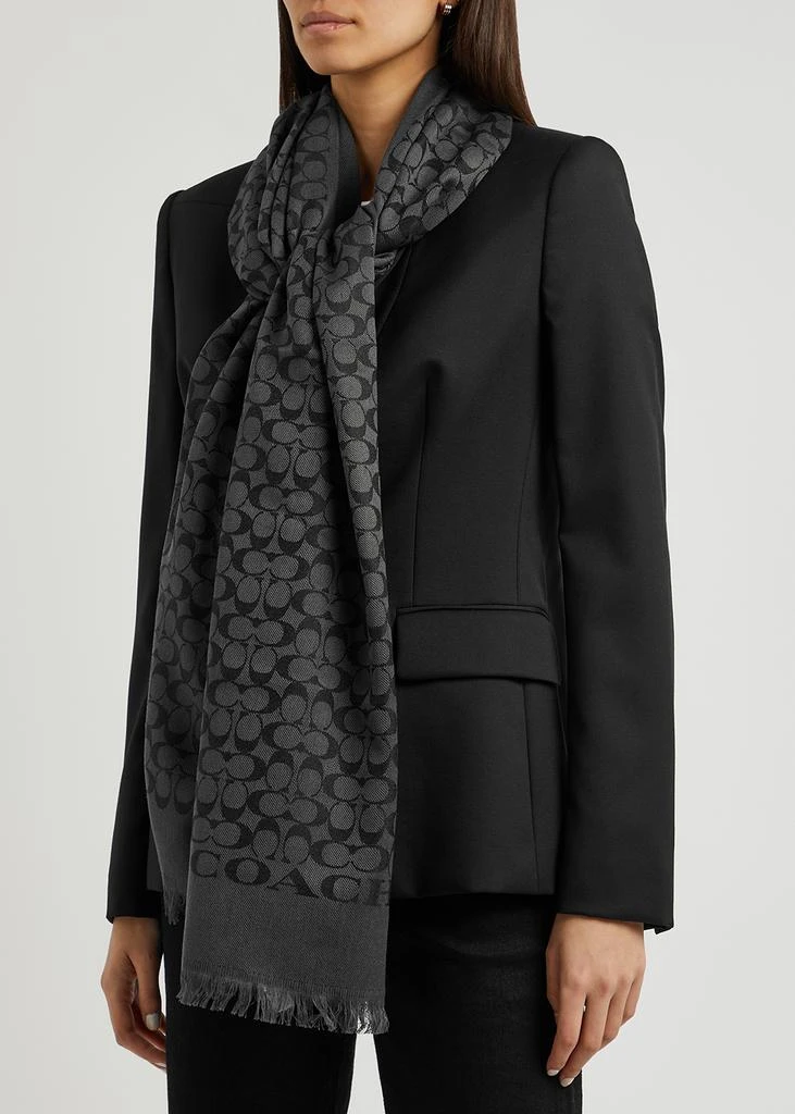 商品Coach|Logo-jacquard silk and cotton-blend scarf,价格¥1725,第2张图片详细描述