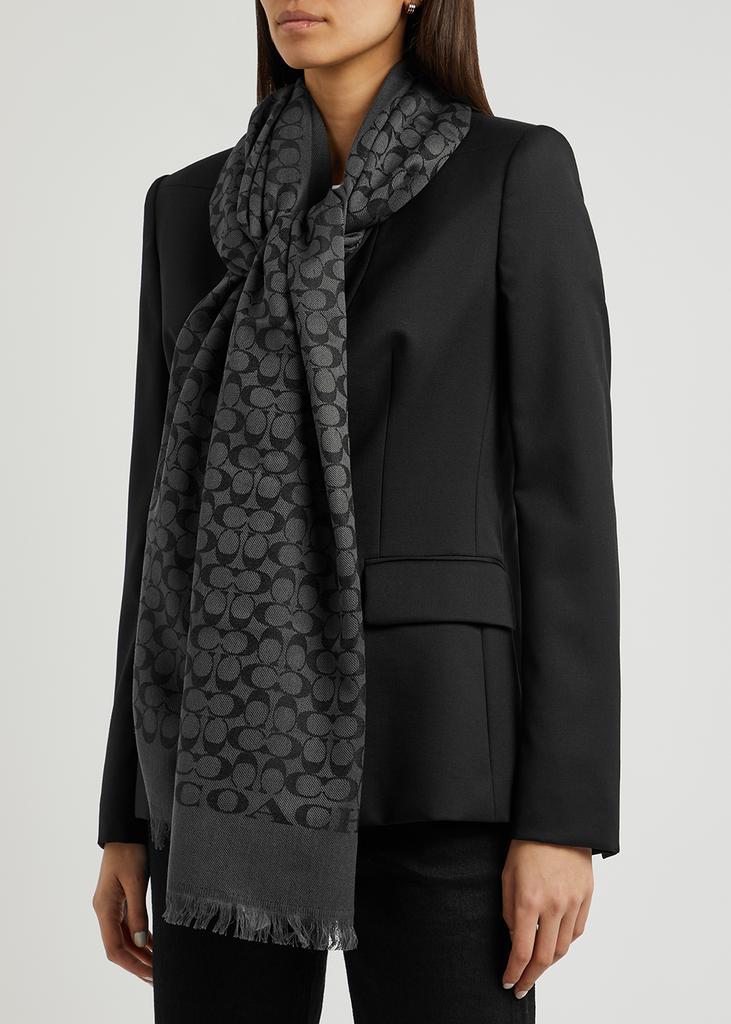 商品Coach|Logo-jacquard silk and cotton-blend scarf,价格¥1539,第4张图片详细描述