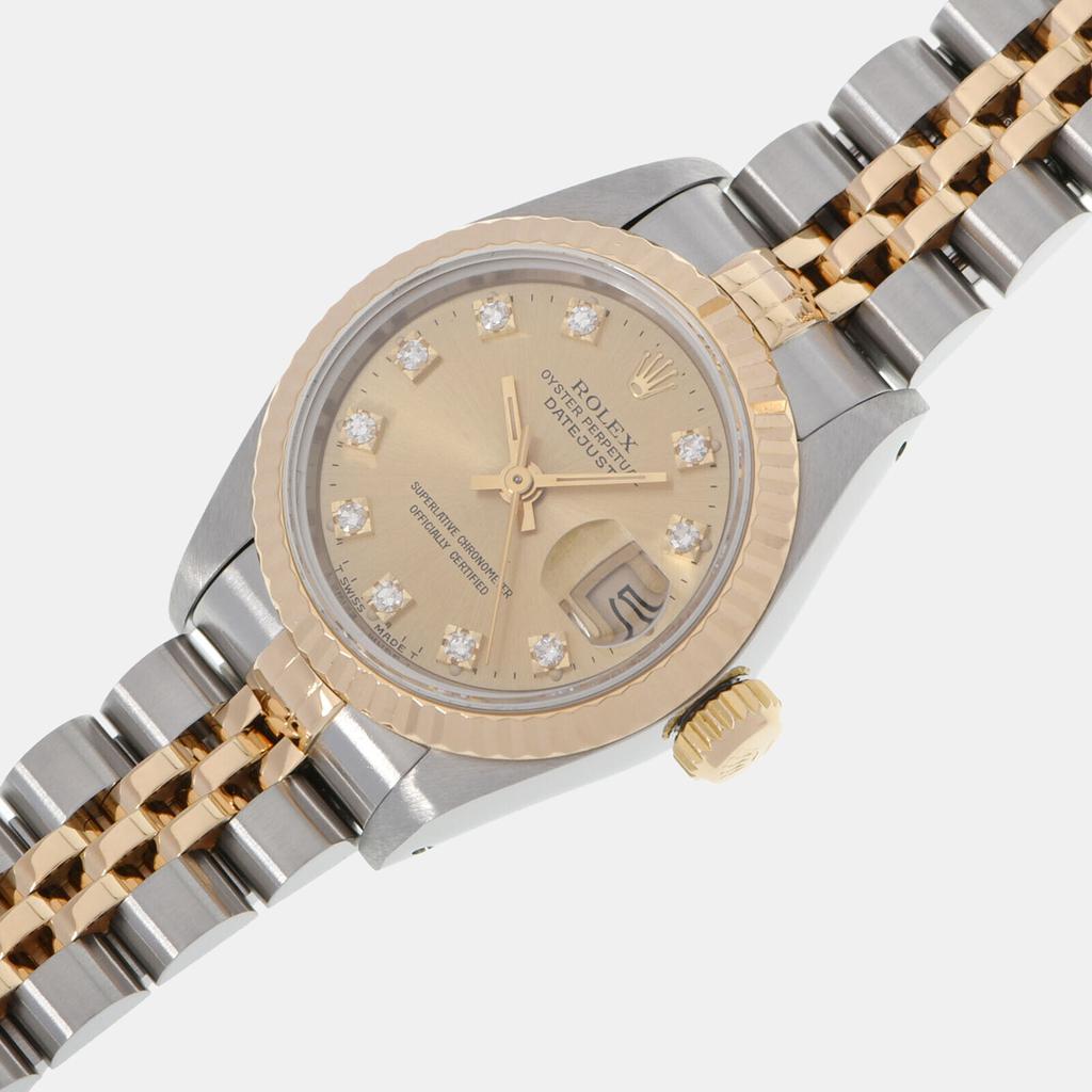 Rolex Champagne Diamonds 18k Yellow Gold And Stainless Steel Datejust 69173G Automatic Women's Wristwatch 26 mm商品第2张图片规格展示