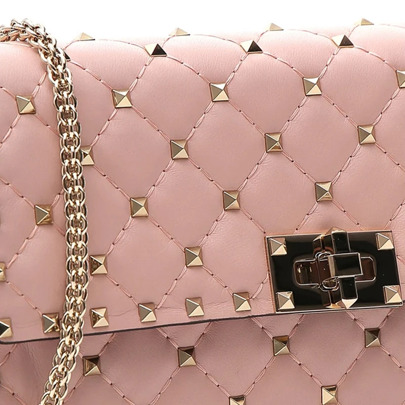 Valentino 华伦天奴 Rockstud系列19春夏女士羊皮铆钉装饰链条包单肩斜挎包 RW2B0137-NAP-W34 商品