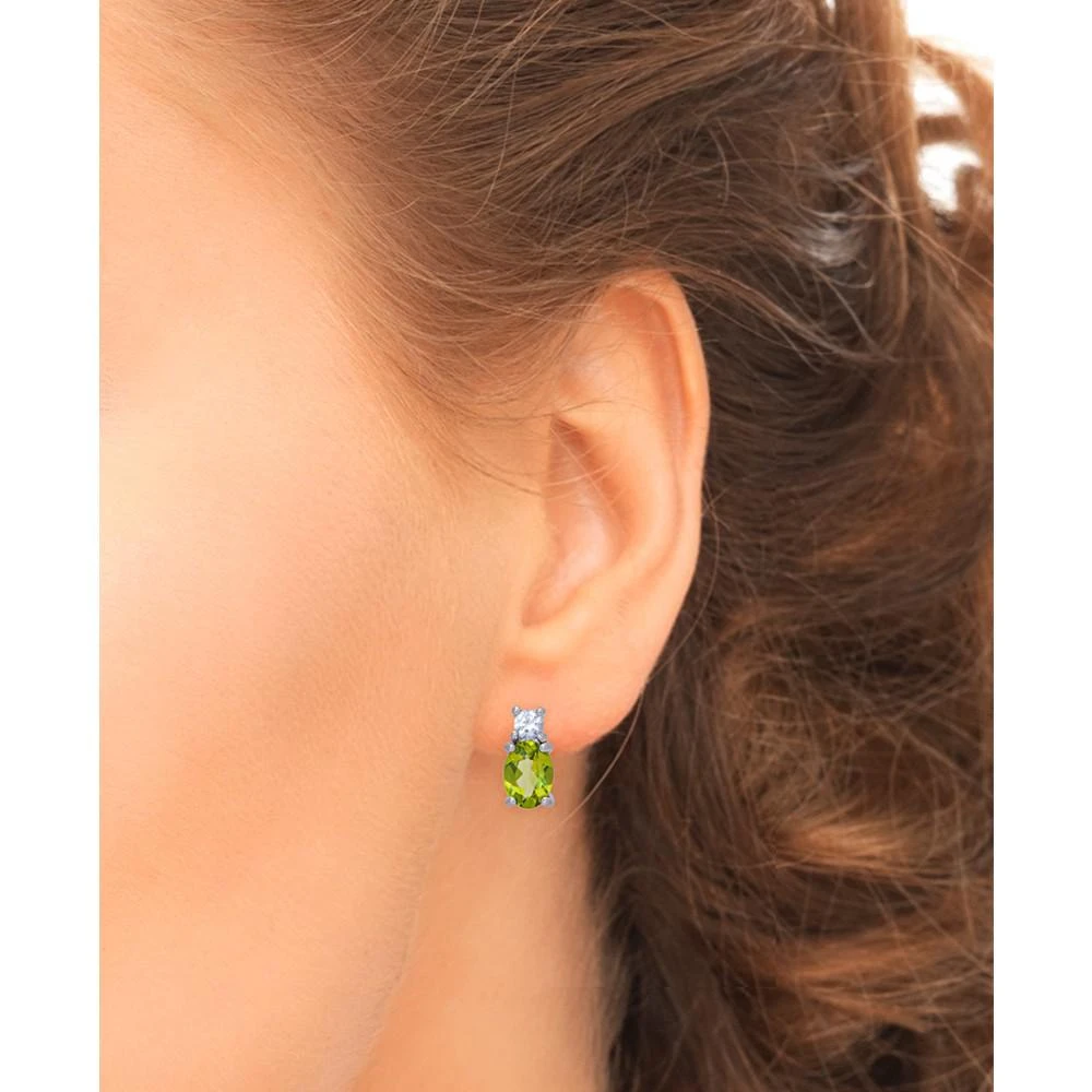 商品Macy's|Peridot (2-3/4 ct. t.w.) & Lab-Created White Sapphire (1/3 ct. t.w.) Stud Earrings in Sterling Silver,价格¥261,第2张图片详细描述