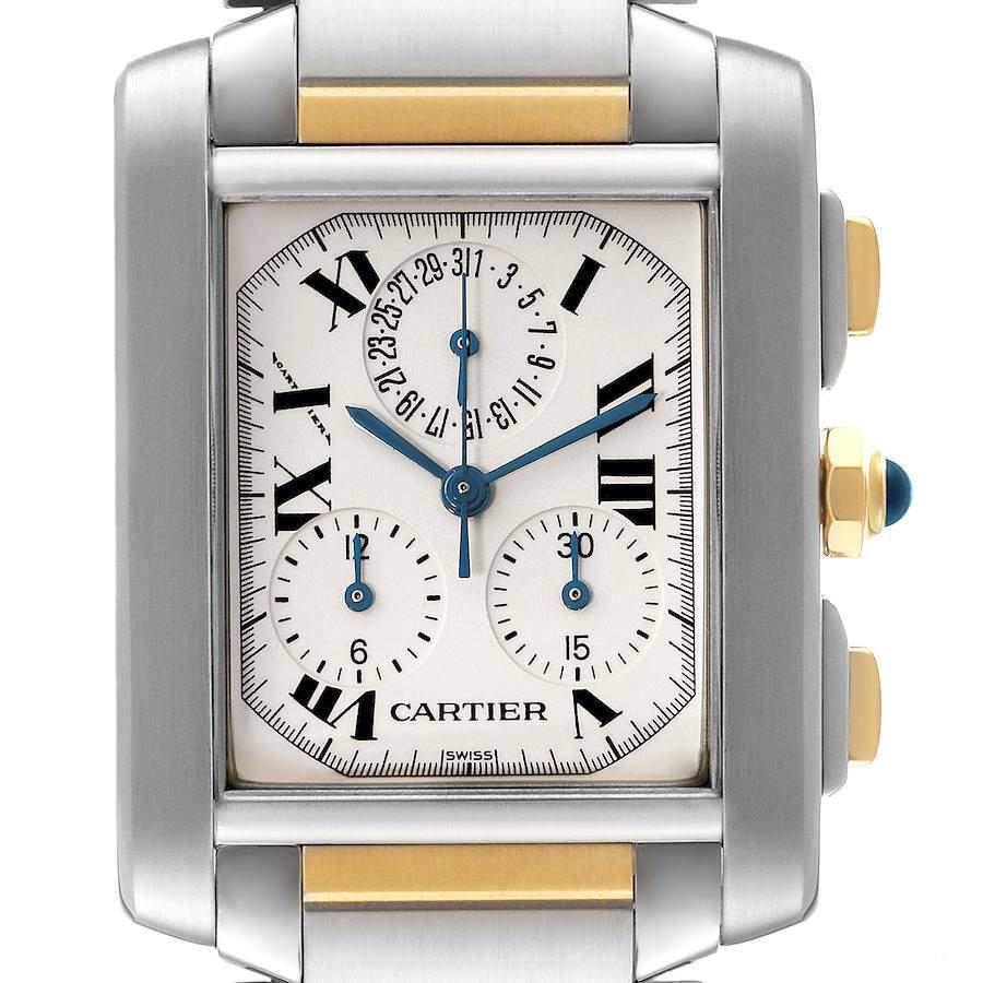 Cartier Silver 18k Yellow Gold And Stainless Steel Tank Francaise W51004Q4 Quartz Men's Wristwatch 28 mm商品第6张图片规格展示