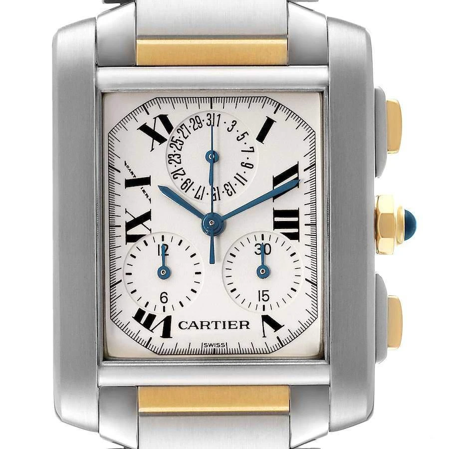 Cartier Silver 18k Yellow Gold And Stainless Steel Tank Francaise W51004Q4 Quartz Men's Wristwatch 28 mm 商品