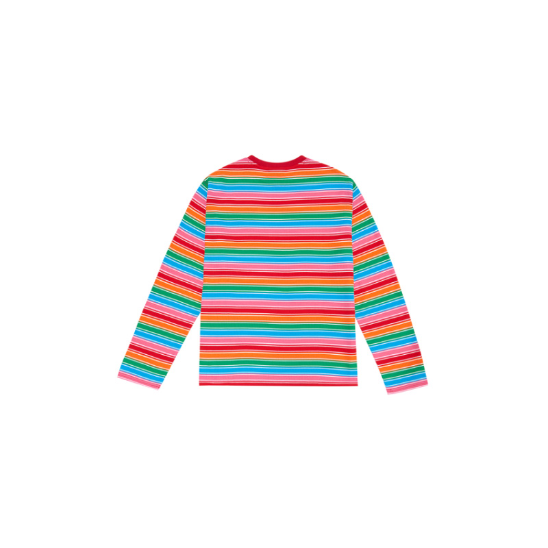 潮牌NERDY新款彩虹条纹卫衣圆领套头情侣T恤商品第2张图片规格展示