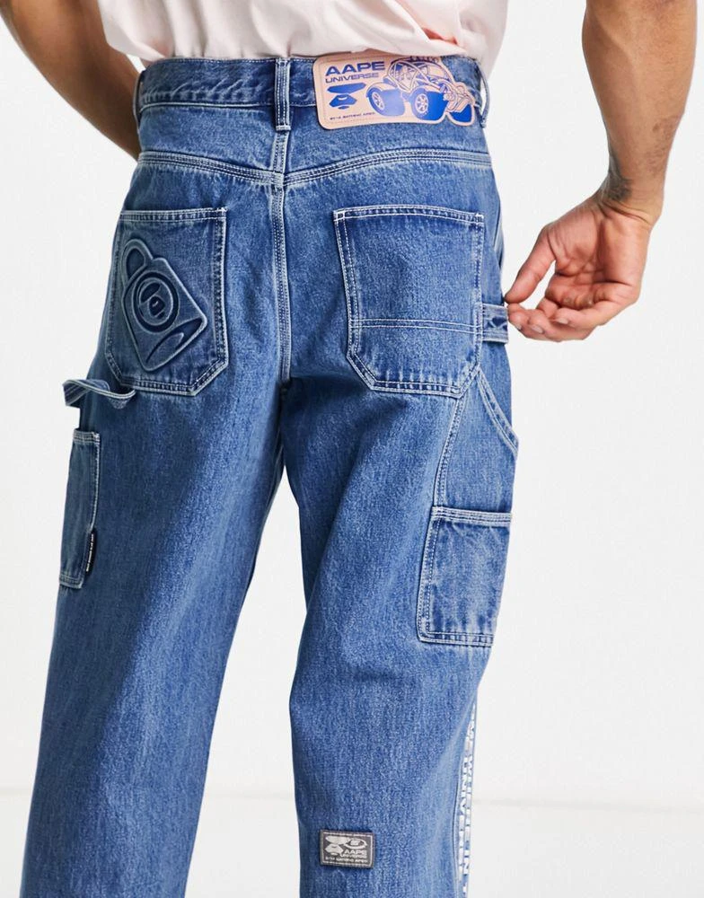 商品AAPE|AAPE By A Bathing Ape denim carpenter jeans in blue,价格¥1220,第2张图片详细描述