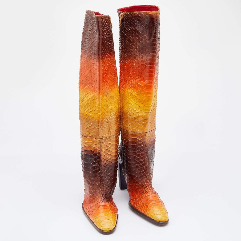 商品[二手商品] Fendi|Fendi Multicolor Python Over The Knee Boots Size 38,价格¥3757,第6张图片详细描述