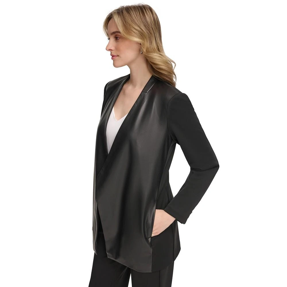 商品Calvin Klein|Women's Faux-Leather Combo Jacket,价格¥704,第3张图片详细描述