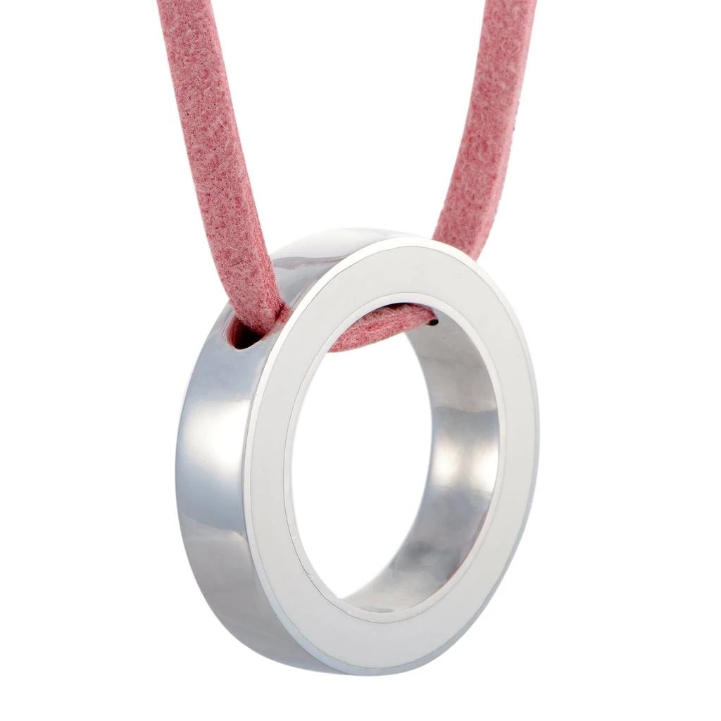 商品Movado|Movado Breast Cancer Awareness Sterling Silver and Enamel Circle Pink Leather Cord Necklace,价格¥331,第3张图片详细描述