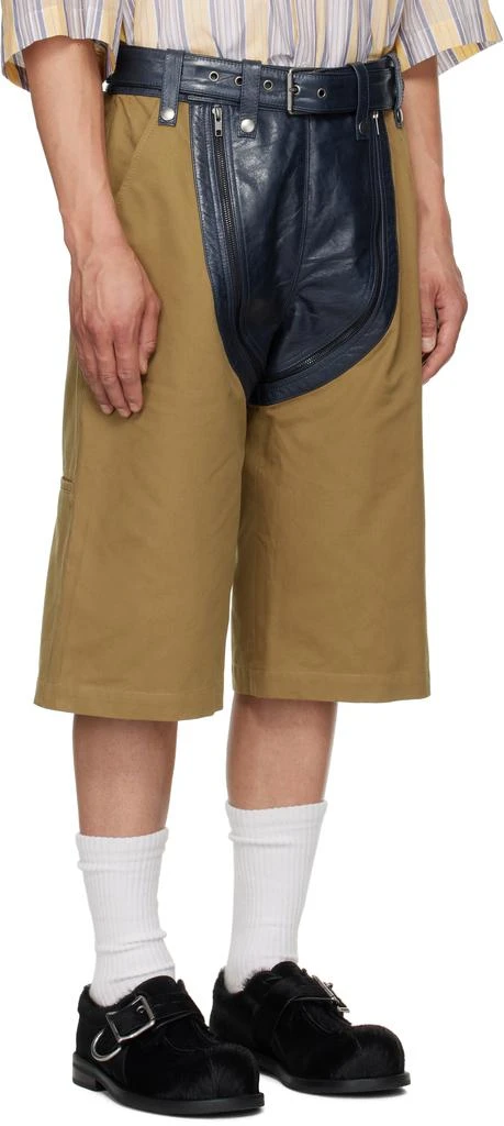 商品Martine Rose|Navy & Khaki Zip Chap Utility Shorts,价格¥4876,第2张图片详细描述