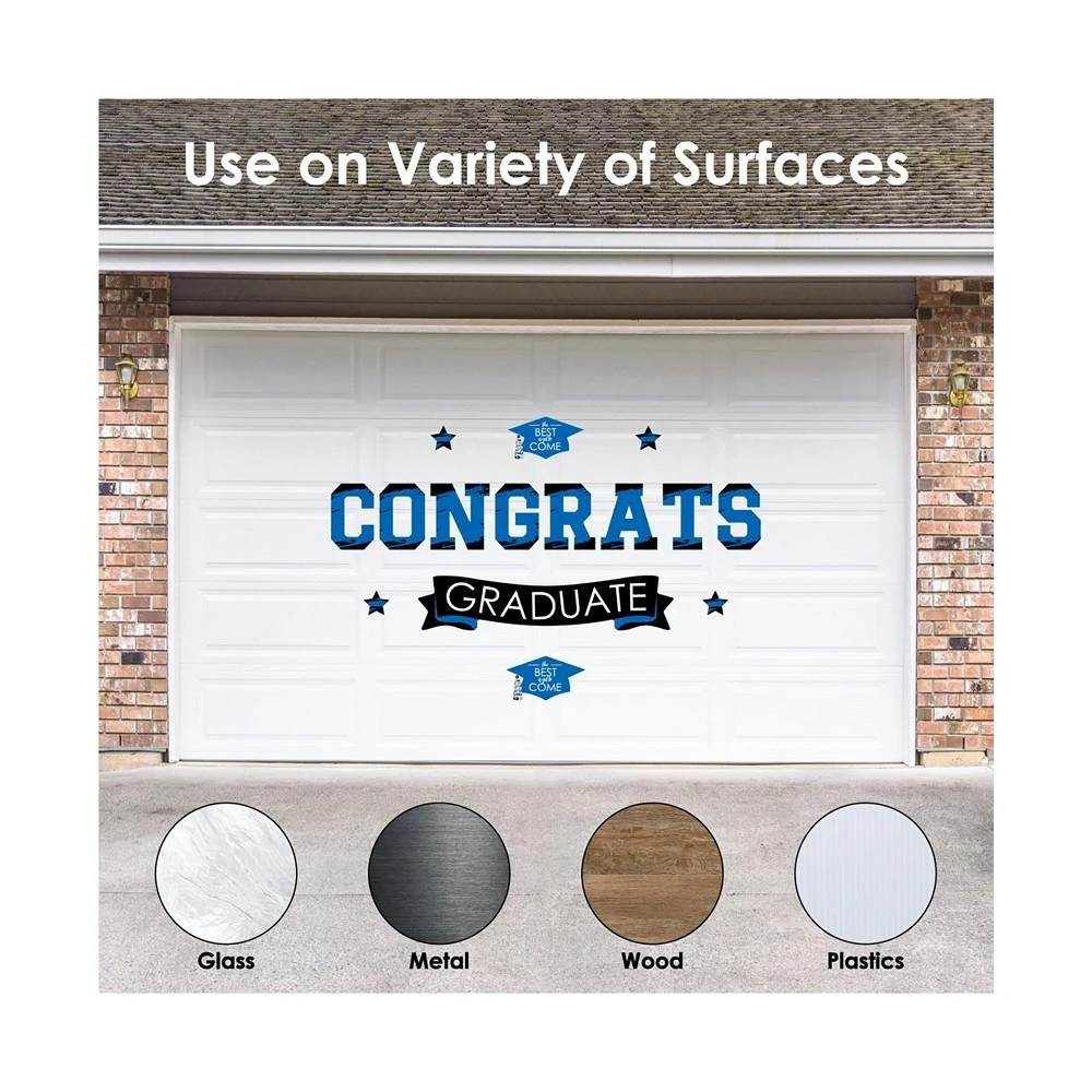 商品Big Dot of Happiness|Blue Grad Best is Yet to Come Peel & Stick Graduation Party Wall Decals Backdrop,价格¥261,第2张图片详细描述