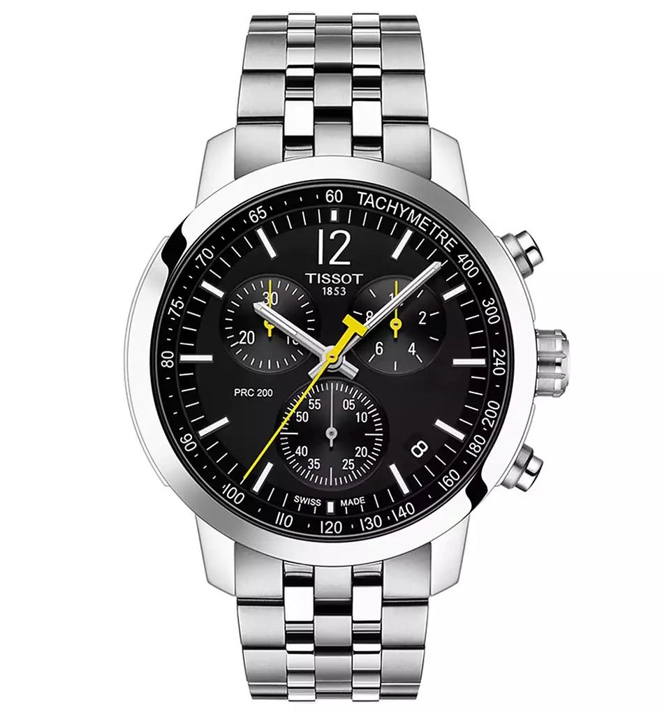 商品Tissot|Men's Swiss Chronograph PRC 200 Stainless Steel Bracelet Watch 43mm,价格¥3991,第1张图片