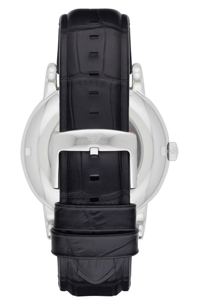 Men's Automatic Skeleton Dial Leather Strap Watch, 43mm商品第2张图片规格展示