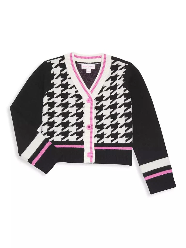 商品Design History|Little Girl's Houndstooth Cable Knit Cardigan,价格¥533,第1张图片