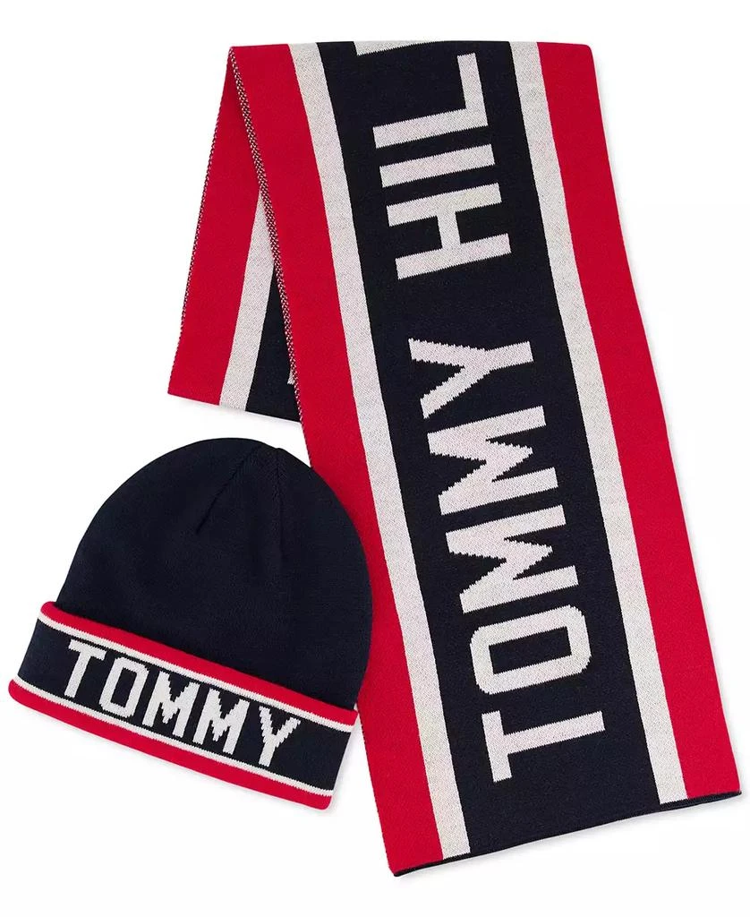 商品Tommy Hilfiger|Men's Racing Stripe Scarf, Logo Cuff Hat & Gloves Set,价格¥720,第1张图片