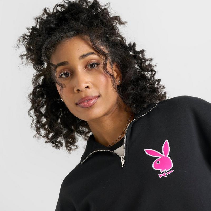 Women's Playboy Script Crop Quarter-Zip Sweatshirt – On Sale Now