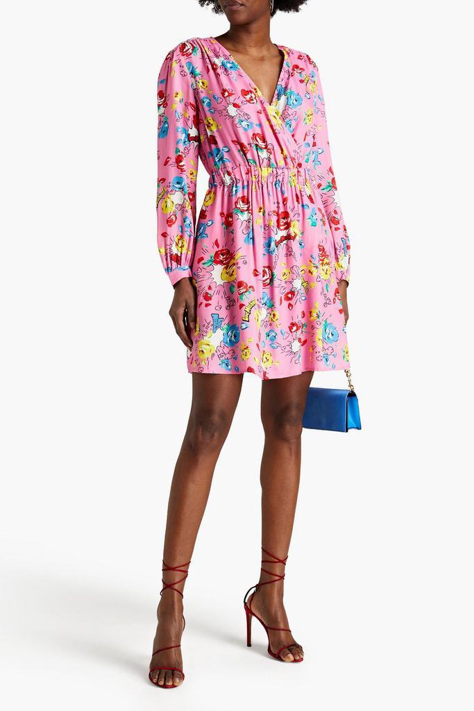 商品Love Moschino|Wrap-effect gathered floral-print twill mini dress,价格¥1206,第2张图片详细描述