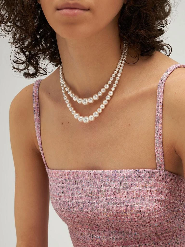 商品Alessandra Rich|Double Imitation Pearl Necklace W/flower,价格¥2988,第1张图片详细描述
