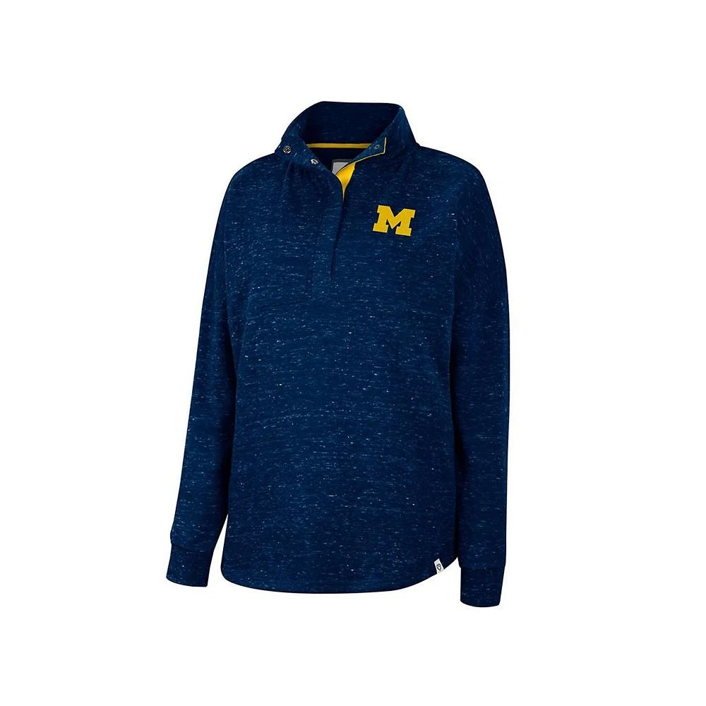 商品Colosseum|Women's Navy Michigan Wolverines Natalie Speckled Quarter-Snap Top,价格¥436,第3张图片详细描述