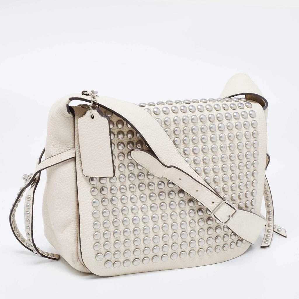 商品[二手商品] Coach|Coach White Leather Rivets Dakotah Crossbody Bag,价格¥946,第3张图片详细描述