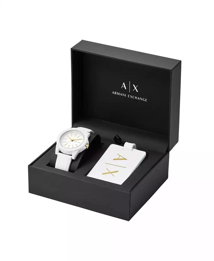 商品Armani Exchange|AX Women's White Silicone Strap Watch with Luggage Tag 36mm,价格¥940,第5张图片详细描述