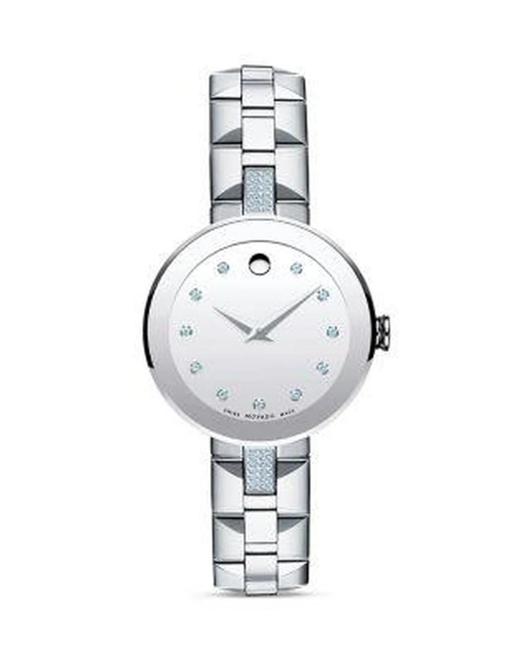 商品Movado|Sapphire Stainless Steel Watch with Diamonds, 28mm,价格¥14768,第1张图片