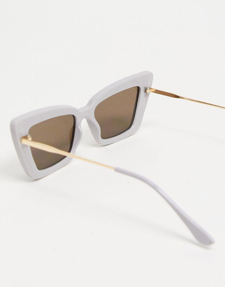 ASOS DESIGN cat eye sunglasses with tubular temple in grey商品第3张图片规格展示