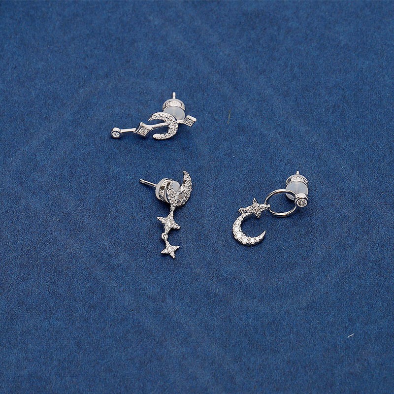 APM Monaco 星月耳钉套装组合 小巧简约气质银饰耳饰 AE12579OX商品第7张图片规格展示