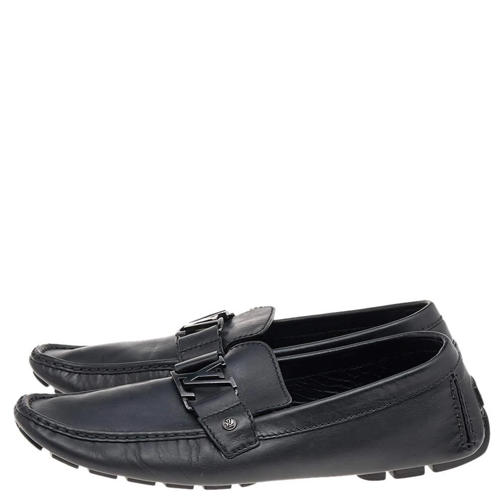 商品[二手商品] Louis Vuitton|Louis Vuitton Black Leather Monte Carlo Slip on Loafers Size 45,价格¥4018,第4张图片详细描述
