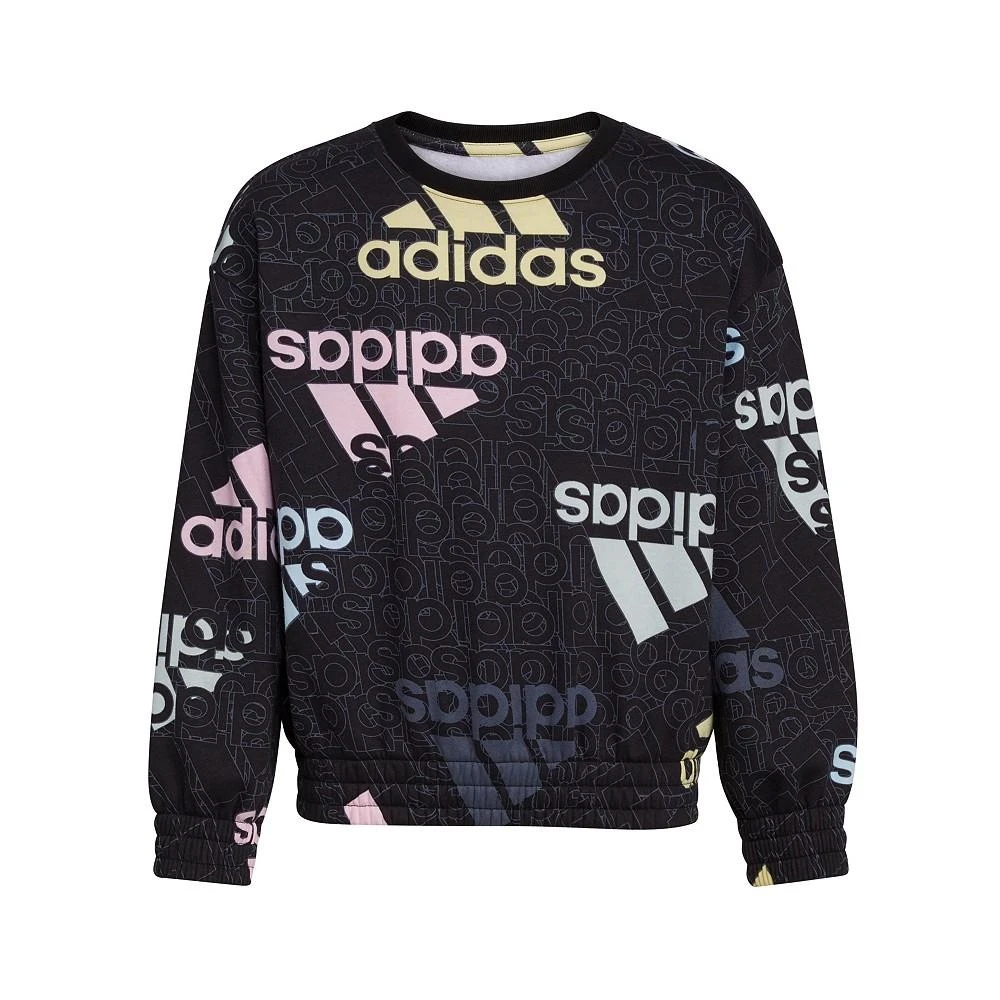 商品Adidas|Big Girls All-Over Print Crew Pullover Sweatshirt,价格¥253,第1张图片