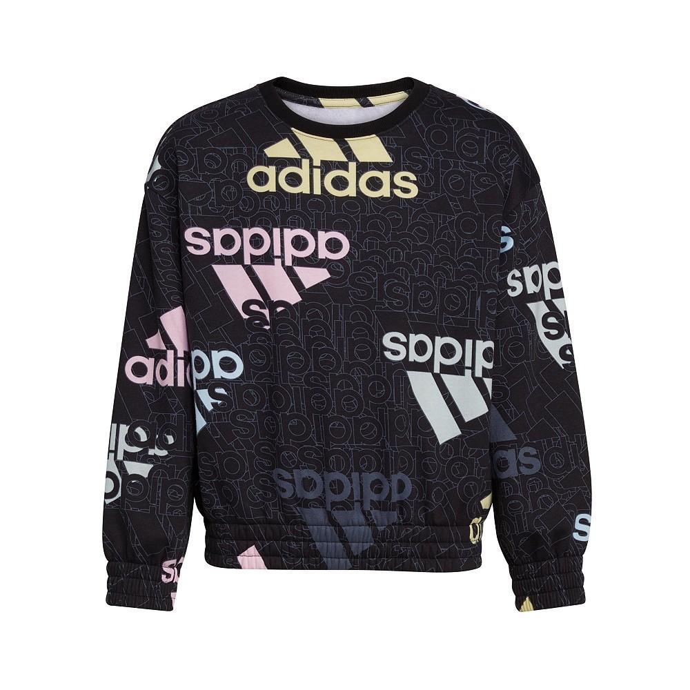 商品Adidas|Big Girls All-Over Print Crew Pullover Sweatshirt,价格¥200,第1张图片