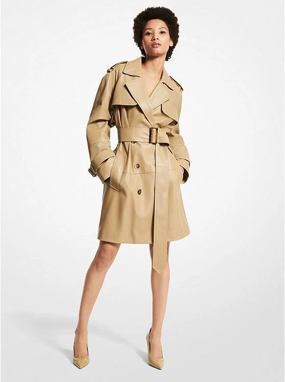 商品Michael Kors|Gail Plongé Leather Trench Coat,价格¥11167,第1张图片
