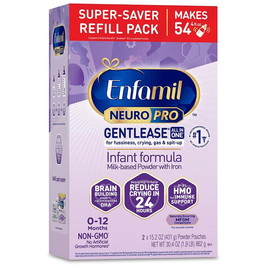 商品Enfamil|NeuroPro Gentlease 金樽亲舒防胀气易消化婴儿配方奶粉1段 2袋装 862g,价格¥400,第1张图片