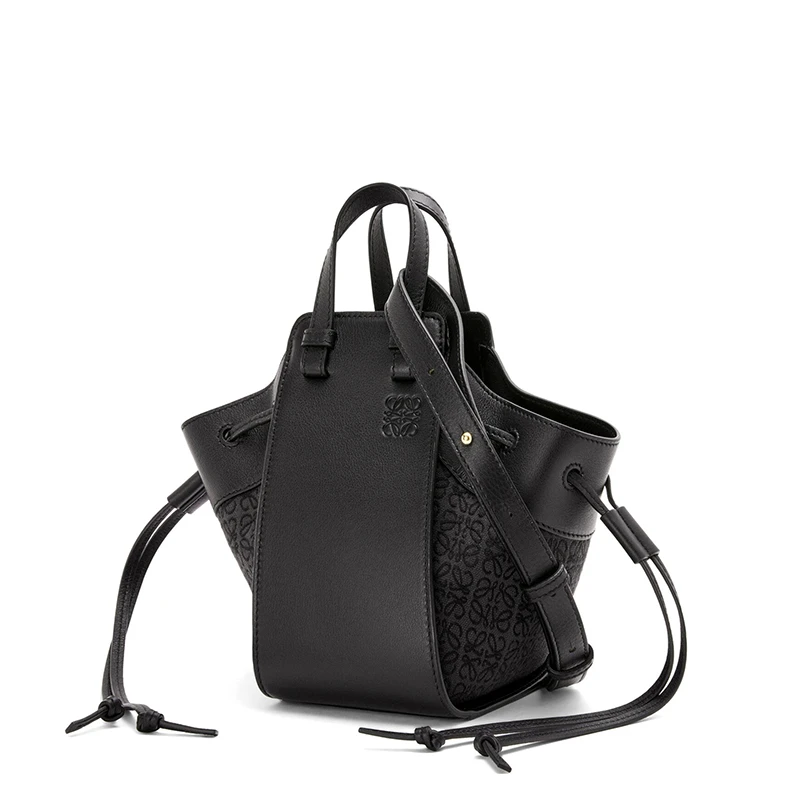 【包税】LOEWE/罗意威 2021秋冬新款 Hammock系列 女士迷你无烟煤色/黑色小牛皮抽绳封口吊床束带单肩手提包0010592947 商品