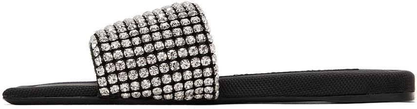 商品Alexander Wang|Black Crystal Anya Slides,价格¥2964,第3张图片详细描述