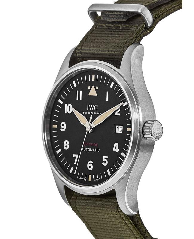 IWC Pilot's Automatic Spitfire Black Dial Green Strap Men's Watch IW326801商品第3张图片规格展示