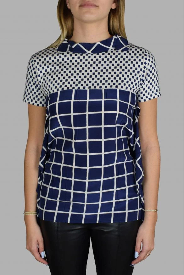商品Prada|Women's luxury t shirt prada blue and white patterned top,价格¥2589,第1张图片