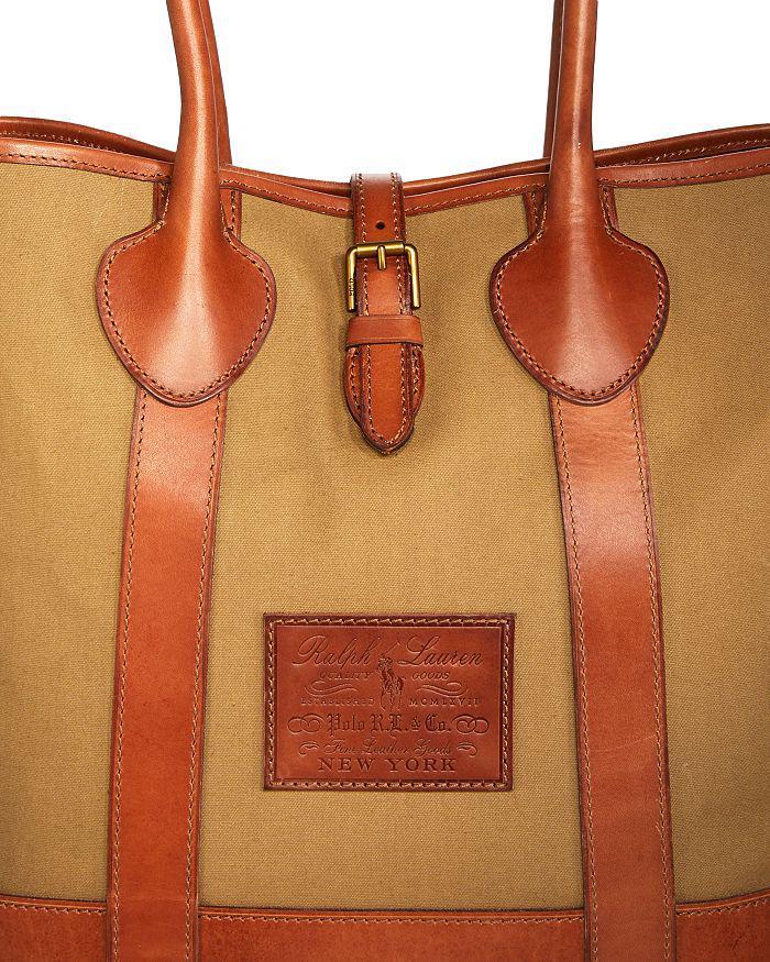 商品Ralph Lauren|Leather Trim Canvas Tote,价格¥3382,第4张图片详细描述