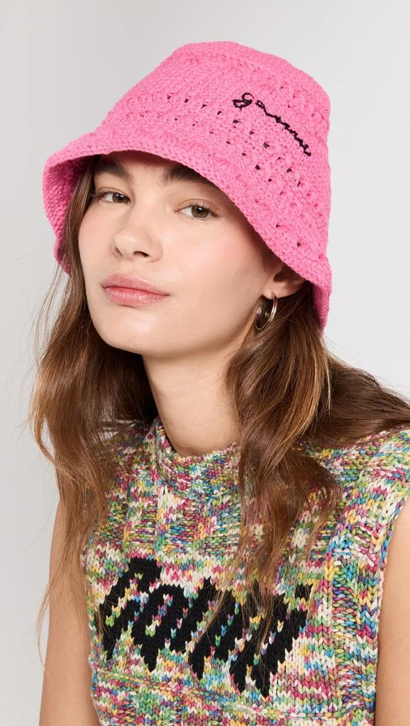 商品Ganni|GANNI Cotton Crochet Bucket Hat Solid,价格¥999,第3张图片详细描述