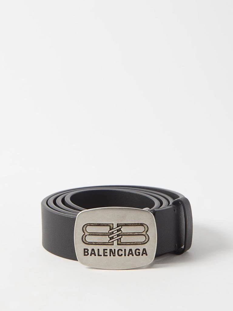 商品Balenciaga|BB-logo plaque leather belt,价格¥2375,第1张图片