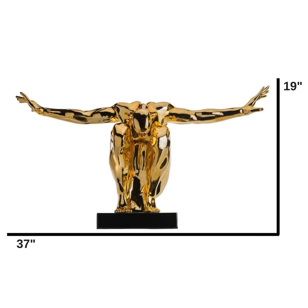 Finesse Decor Large Saluting Man Resin Sculpture 37" Wide x 19" Tall // Gold from Premium Outlets