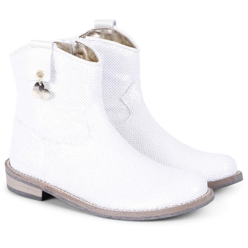Girls gloss ankle boots in white商品第1张图片规格展示