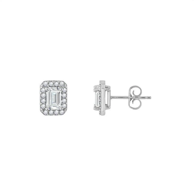 商品Diamonbliss|Emerald Cut Halo Stud Earrings CARAT: 0.5,价格¥220,第1张图片