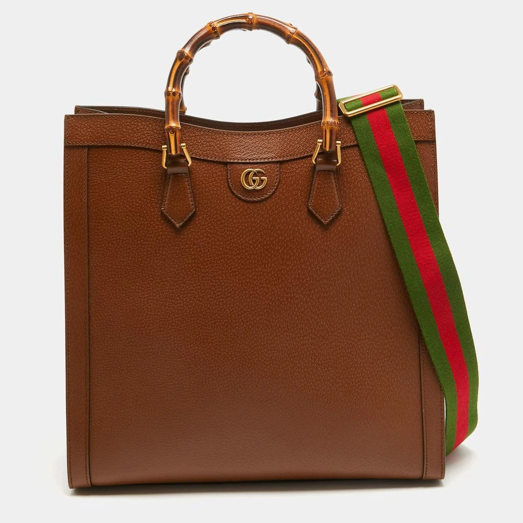 商品Gucci|Gucci Brown Leather Large Bamboo Diana Tote,价格¥31242,第1张图片