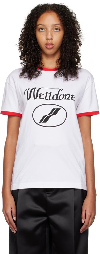 商品We11done|White Cursive Ringer T-Shirt,价格¥511,第1张图片